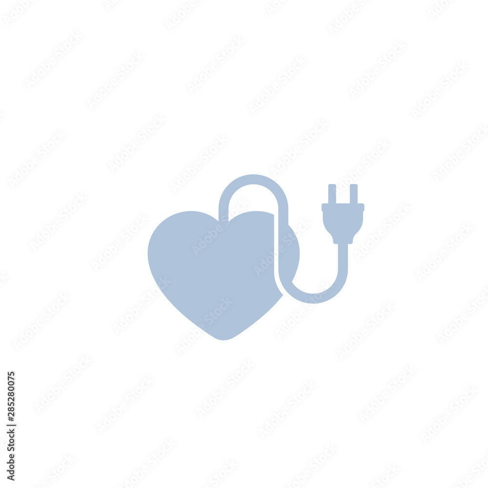 heart with electric plug icon heart with electric plug icon