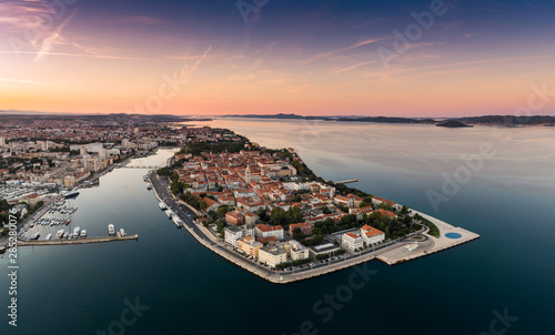 Sunrise at Zadar aerial photo