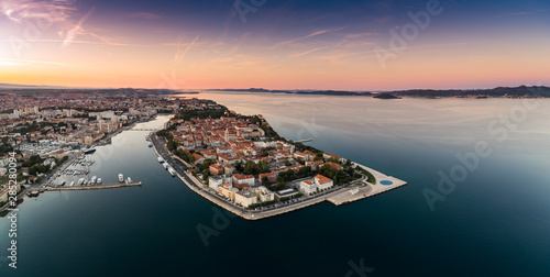 Fototapeta Naklejka Na Ścianę i Meble -  Sunrise at Zadar aerial photo