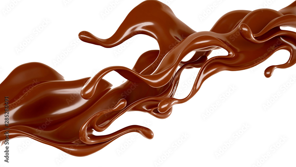 Splash of chocolate 3d illustration, 3d rendering. Splash of chocolate 3d illustration, 3d rendering.