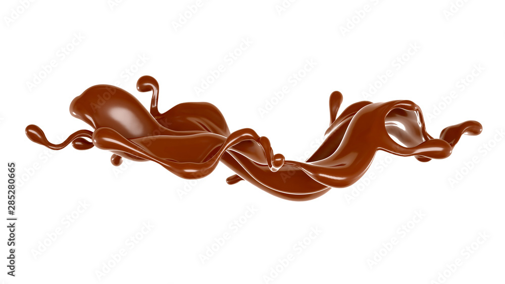 Splash of chocolate 3d illustration, 3d rendering. Splash of chocolate 3d illustration, 3d rendering.