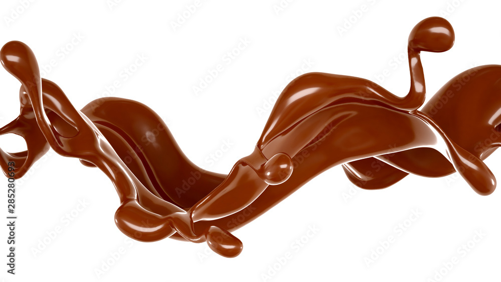 Splash of chocolate 3d illustration, 3d rendering. Splash of chocolate 3d illustration, 3d rendering.