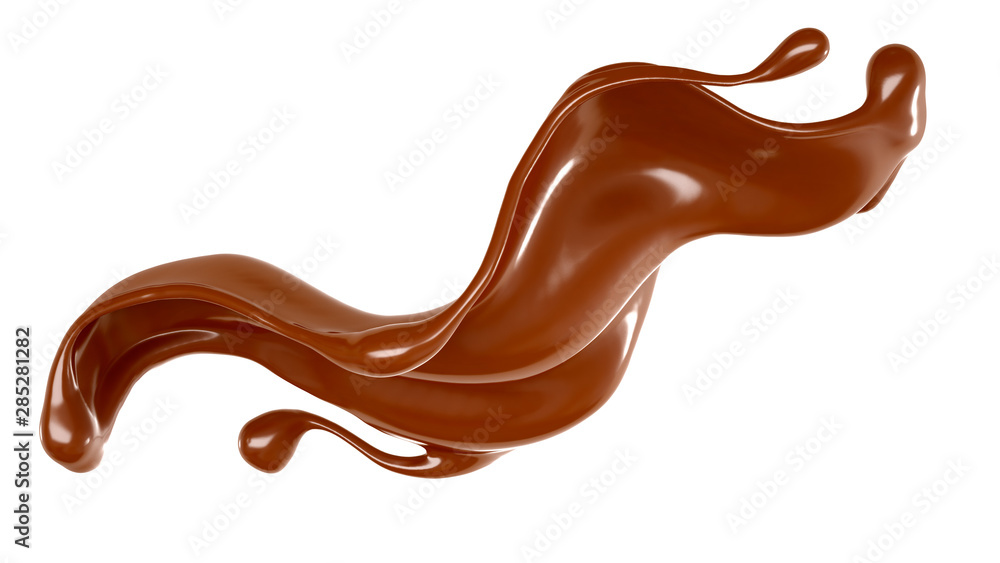 Splash of chocolate 3d illustration, 3d rendering. Splash of chocolate 3d illustration, 3d rendering.