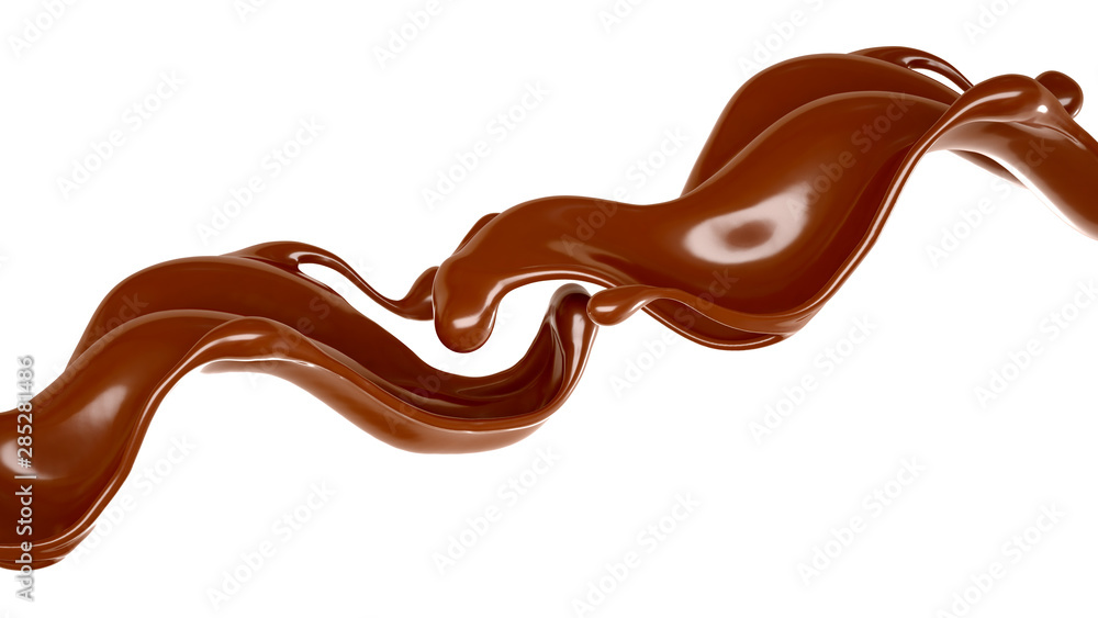 Splash of chocolate 3d illustration, 3d rendering. Splash of chocolate 3d illustration, 3d rendering.