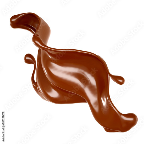 Splash of chocolate 3d illustration, 3d rendering.