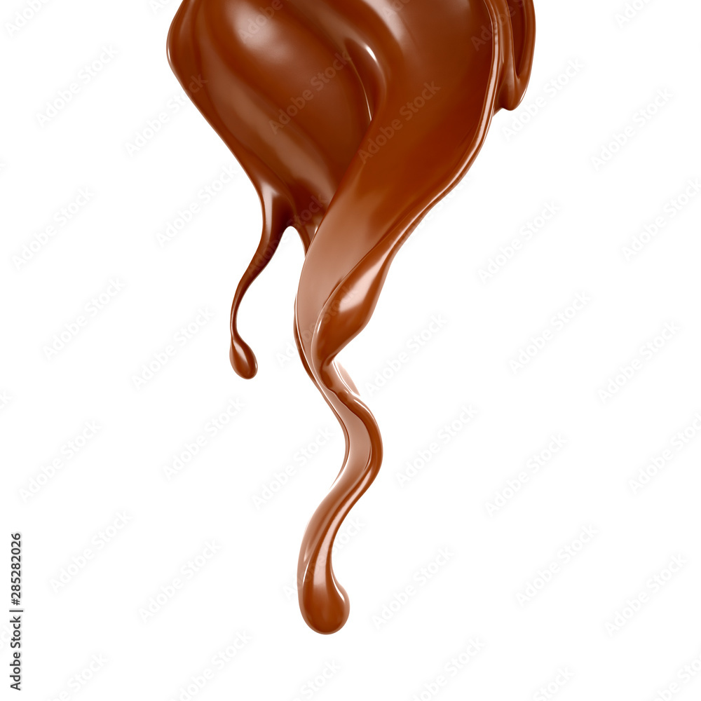 Splash of chocolate 3d illustration, 3d rendering. Splash of chocolate 3d illustration, 3d rendering.