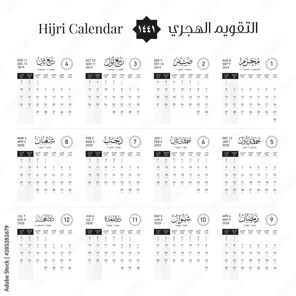 Hijri Calendar Happy new Hijri Islamic year 1441 Stock Vector Adobe Stock