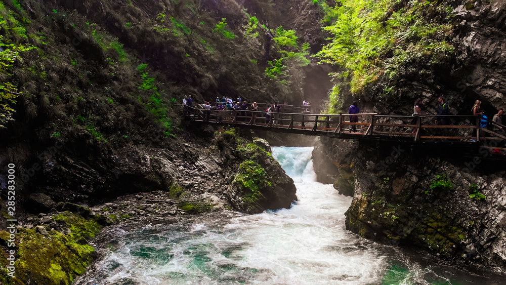 Canyon Blejski Vintgar, popular tourist destination in Triglav national park near bled lake. Canyon Blejski Vintgar, popular tourist destination in Triglav national park near bled lake.
