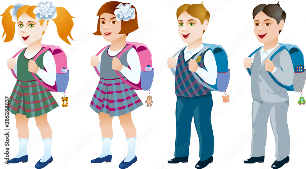 Set of student, a boy and a girl