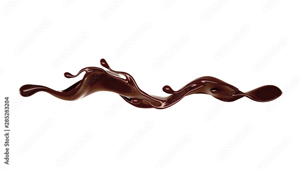 Splash of chocolate 3d illustration, 3d rendering. Splash of chocolate 3d illustration, 3d rendering.
