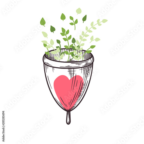 Sketch the menstrual cup. Zero waste. Vector