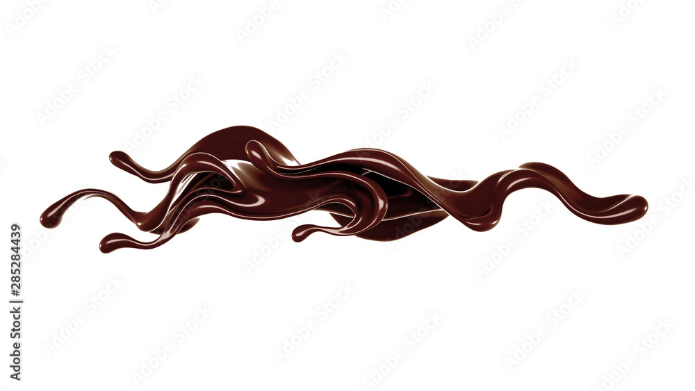 Splash of chocolate 3d illustration, 3d rendering. Splash of chocolate 3d illustration, 3d rendering.
