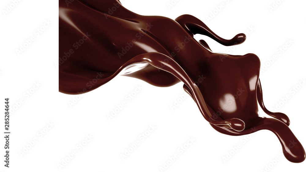 Splash of chocolate 3d illustration, 3d rendering. Splash of chocolate 3d illustration, 3d rendering.