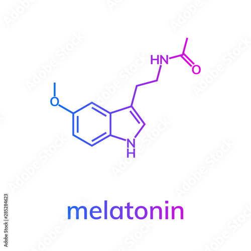 Melatonin chemical formula on white background