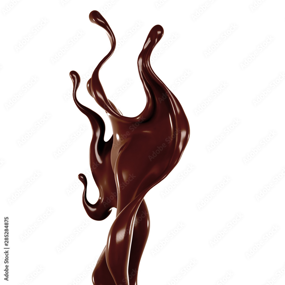 Splash of chocolate 3d illustration, 3d rendering. Splash of chocolate 3d illustration, 3d rendering.