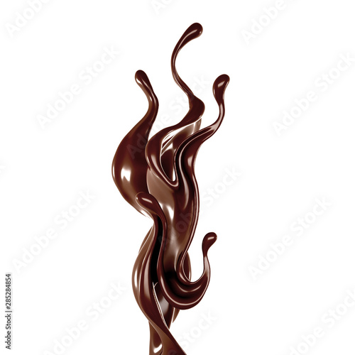 Splash of chocolate 3d illustration, 3d rendering.