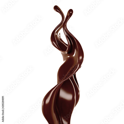 Splash of chocolate 3d illustration, 3d rendering.