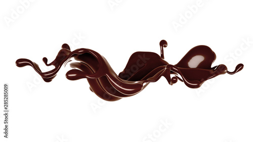 Fototapeta Naklejka Na Ścianę i Meble -  Splash of chocolate 3d illustration, 3d rendering.