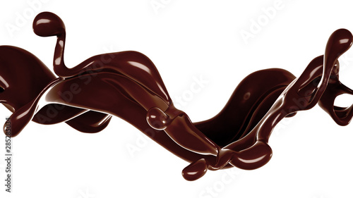 Splash of chocolate 3d illustration, 3d rendering.