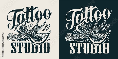 Vintage tattoo studio logotype