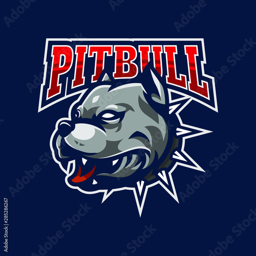 Angry Pitbull Mascot, Vector Logo Illustration