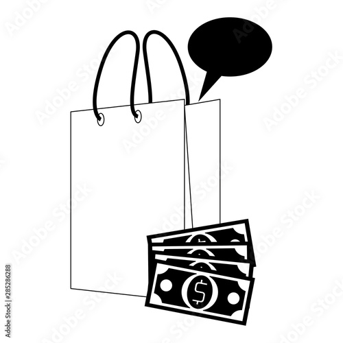 shopping retail sale store cartoon in black and white