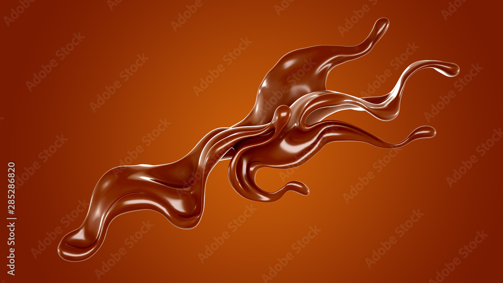 Splash of chocolate 3d illustration, 3d rendering. Splash of chocolate 3d illustration, 3d rendering.