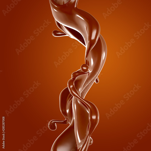 Splash of chocolate 3d illustration, 3d rendering.