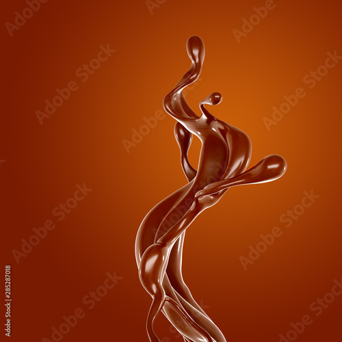 Splash of chocolate 3d illustration, 3d rendering.