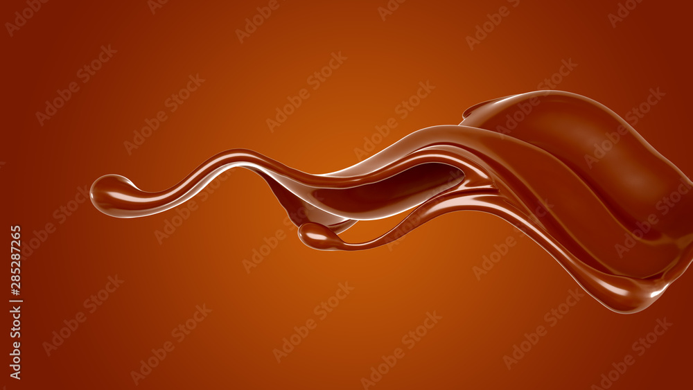 Splash of chocolate 3d illustration, 3d rendering. Splash of chocolate 3d illustration, 3d rendering.