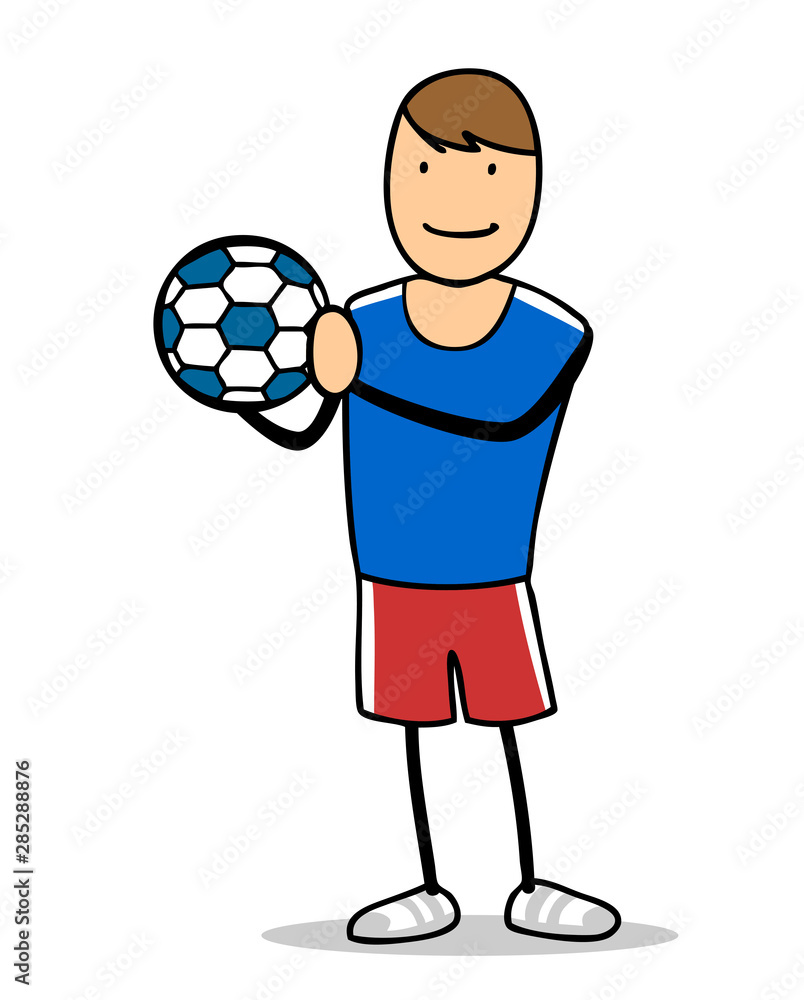 Cartoon Mann als Sportler mit Fußball Stock Illustration | Adobe Stock