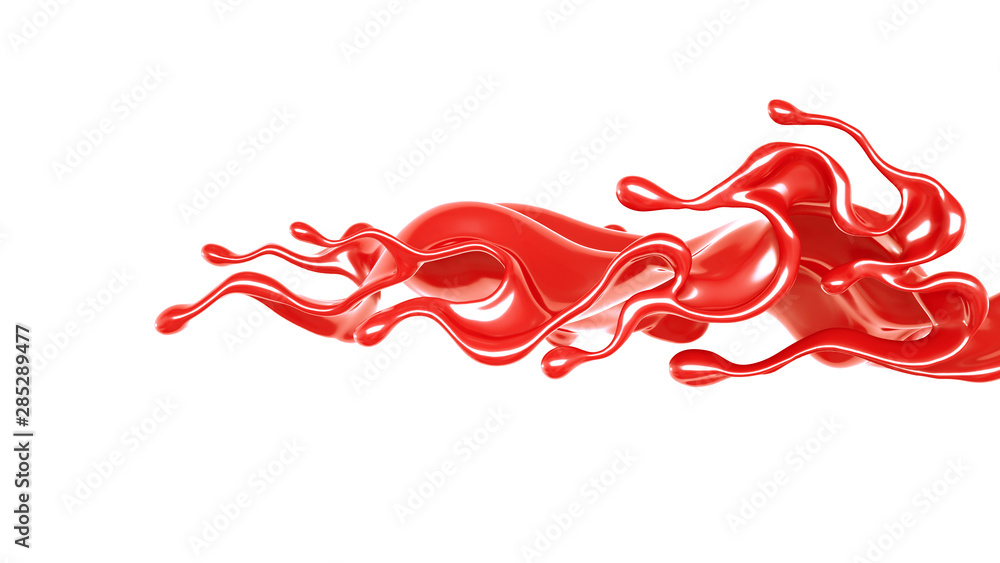 Splash of thick red fluid. 3d illustration, 3d rendering. Splash of thick red fluid. 3d illustration, 3d rendering.
