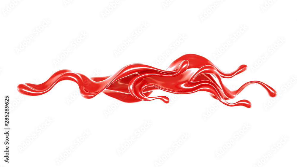 Splash of thick red fluid. 3d illustration, 3d rendering. Splash of thick red fluid. 3d illustration, 3d rendering.