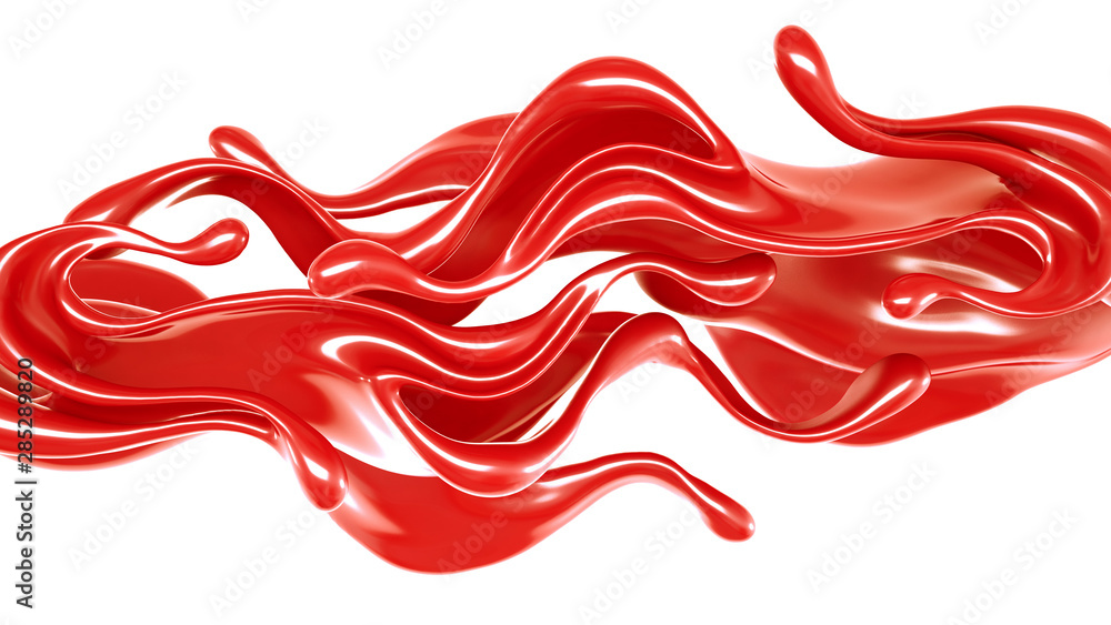 Splash of thick red fluid. 3d illustration, 3d rendering. Splash of thick red fluid. 3d illustration, 3d rendering.