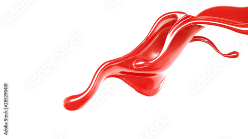 Splash of thick red fluid. 3d illustration  3d rendering.