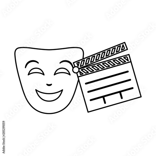 clapboard cinema with theater mask
