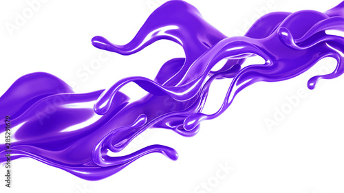 Splash of thick purple liquid. 3d illustration, 3d rendering.