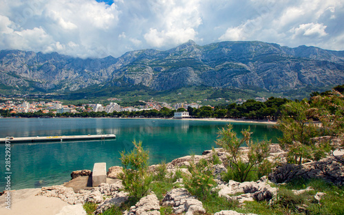 View of the resort town of Makarska on a summer day  in Makarska Riviera  Croatia
