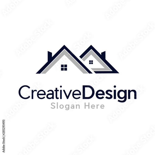 Real estate, house, building construction Logo design vector template. Modern minimalist line art for real estate, houses, hotels, 