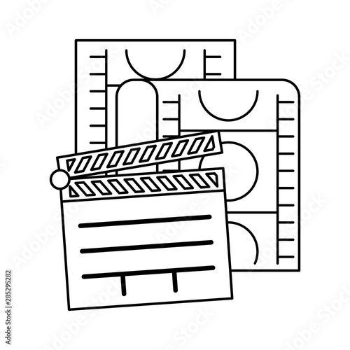 clapboard cinema with tape isolated icon