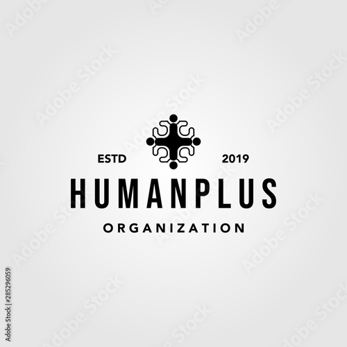 Fototapeta Naklejka Na Ścianę i Meble -  human people plus family health care group logo design illustration