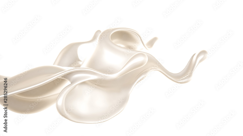 Splash of thick white liquid, milk. 3d illustration, 3d rendering. Splash of thick white liquid, milk. 3d illustration, 3d rendering.