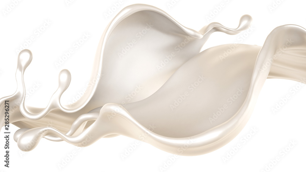 Splash of thick white liquid, milk. 3d illustration, 3d rendering. Splash of thick white liquid, milk. 3d illustration, 3d rendering.