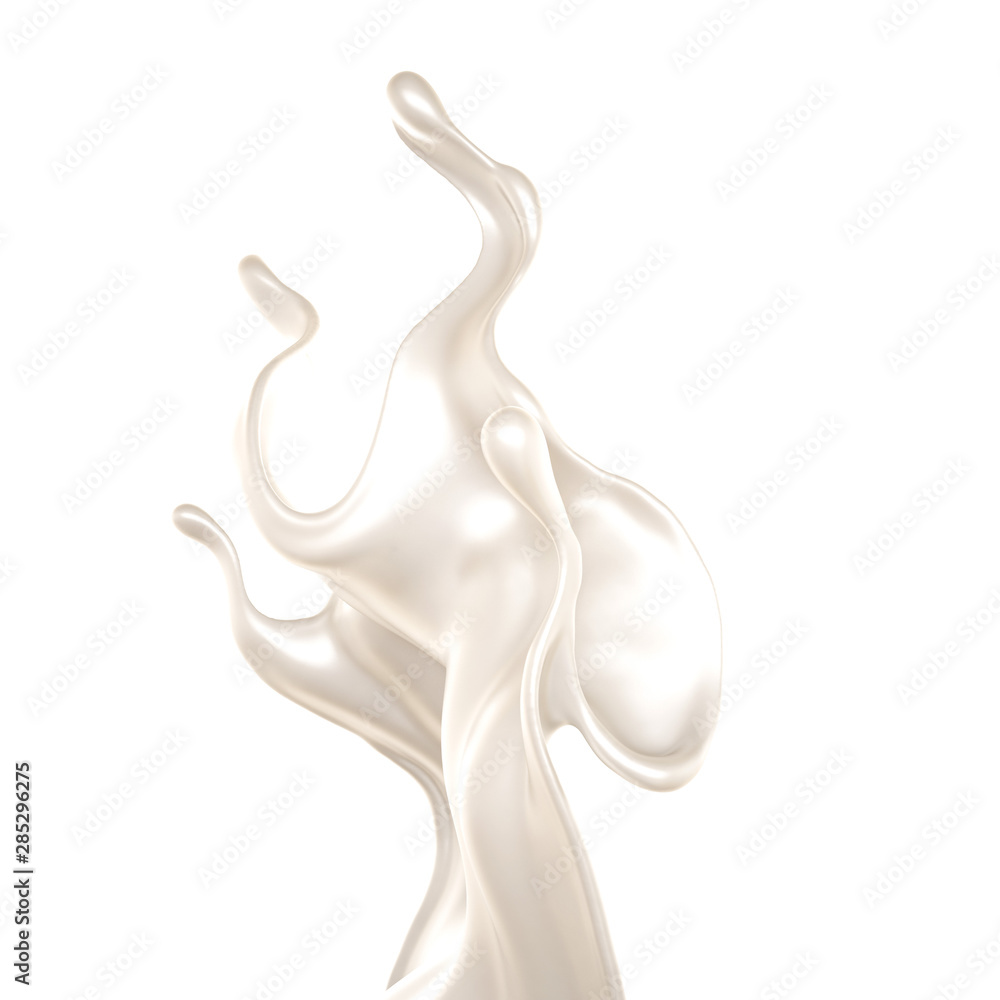 Splash of thick white liquid, milk. 3d illustration, 3d rendering. Splash of thick white liquid, milk. 3d illustration, 3d rendering.