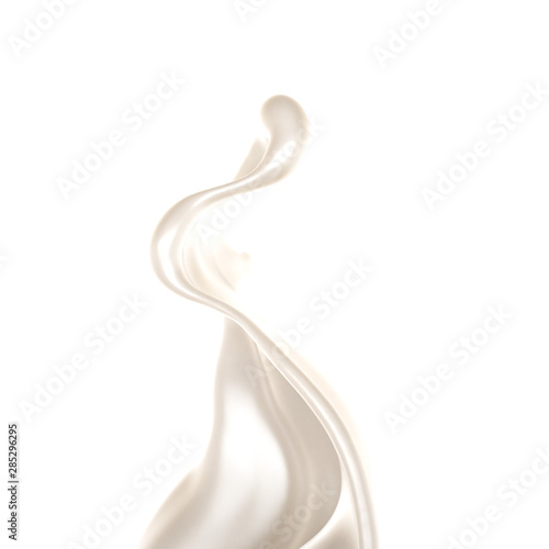 Splash of thick white liquid  milk. 3d illustration  3d rendering.