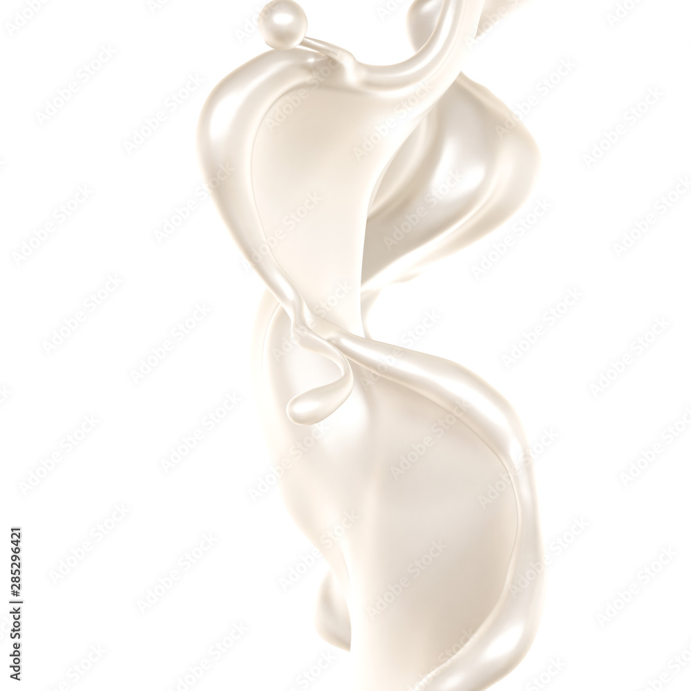 Splash of thick white liquid, milk. 3d illustration, 3d rendering. Splash of thick white liquid, milk. 3d illustration, 3d rendering.