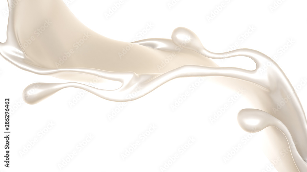 Splash of thick white liquid, milk. 3d illustration, 3d rendering. Splash of thick white liquid, milk. 3d illustration, 3d rendering.