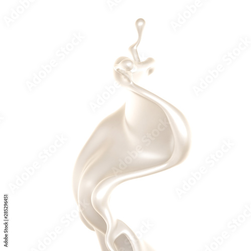 Splash of thick white liquid  milk. 3d illustration  3d rendering.