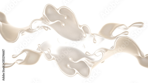 Splash of thick white liquid, milk. 3d illustration, 3d rendering.