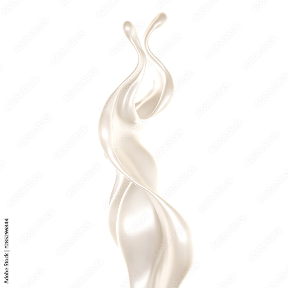 Splash of thick white liquid, milk. 3d illustration, 3d rendering. Splash of thick white liquid, milk. 3d illustration, 3d rendering.